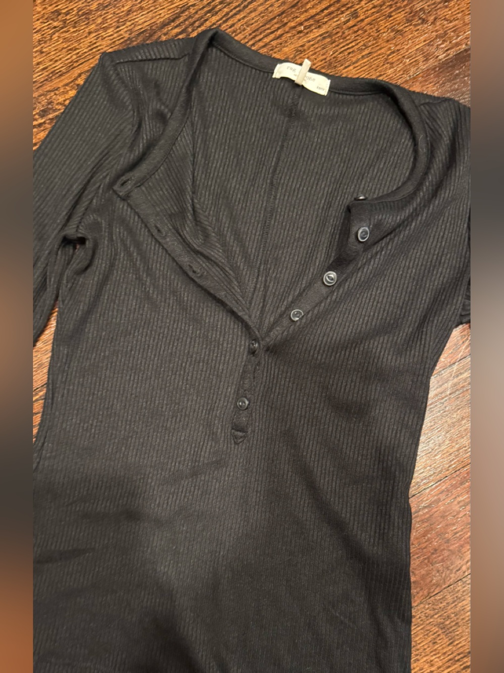 rag & bone Black Ribbed Button Henley Pants